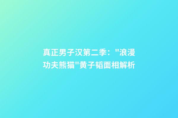真正男子汉第二季："浪漫功夫熊猫"黄子韬面相解析